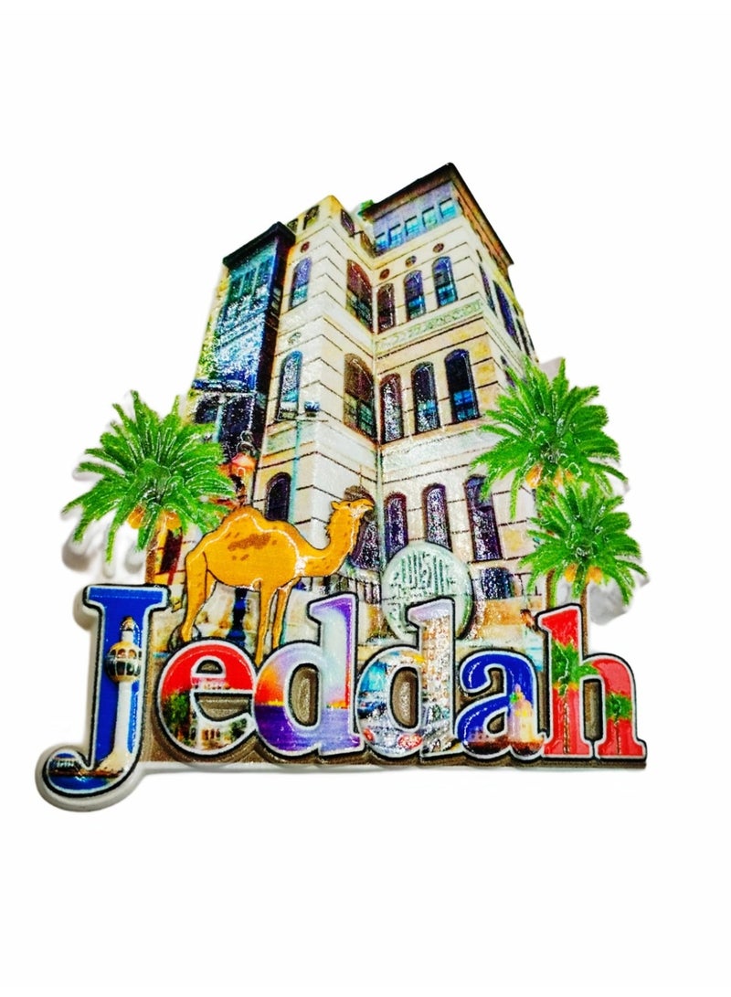Jeddah, Saudi Arabia, Bait Al Nasif, High - Fridge Magnet, Ceramic, Souvenir, Travel Gift, Saudi Heritage, Historical Landmark, Authentic Keepsake, Middle Eastern Art, Traditional ,Gift Idea - Image 1